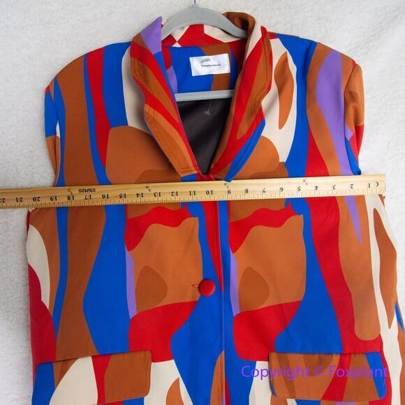 New! Hosbjerg Anthropologie Greta Adele Blazer geometric abstract print red blue - Picture 10 of 16